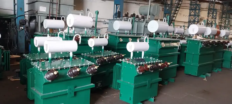 Power and distribution transformers in the assembly bay