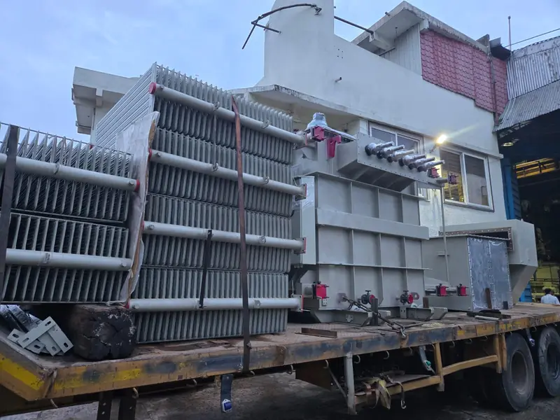 5.4 MVA power transformer and radiator banks loaded for dispatch from Bhopal