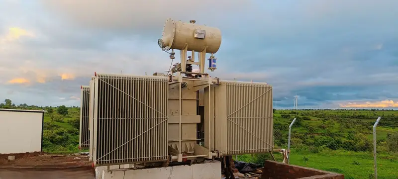5.4 MVA Dynamech power transformer installed at a renewable energy site in Madhya Pradesh