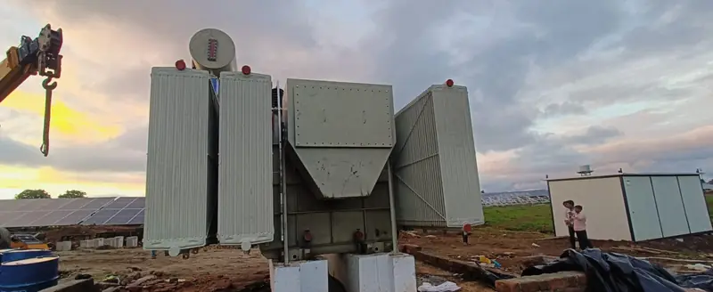 5.4 MVA power transformer beside a solar array